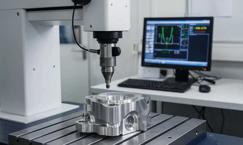 Quality inspection of machined parts at a China factory